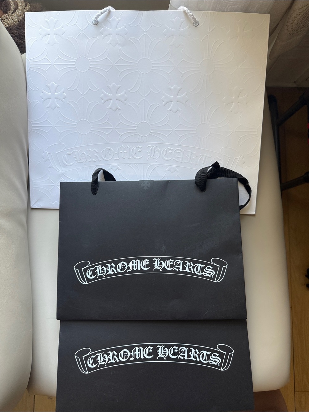 Chrome Hearts Black and White Logo Paper Bags